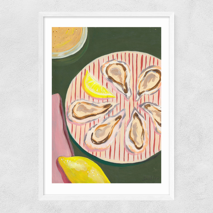 Half a Dozen Oysters Narrow White Frame