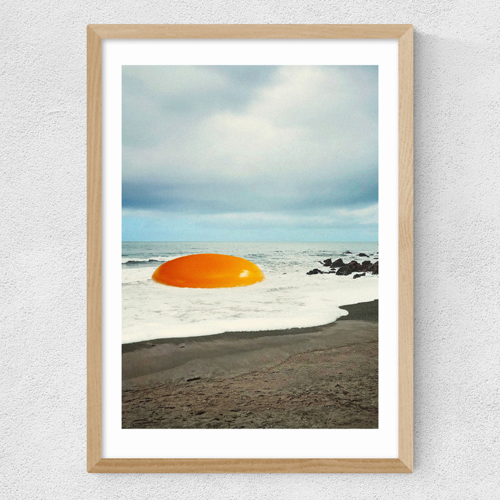 Beach Egg - Sunny side up breakfast Medium Oak Frame
