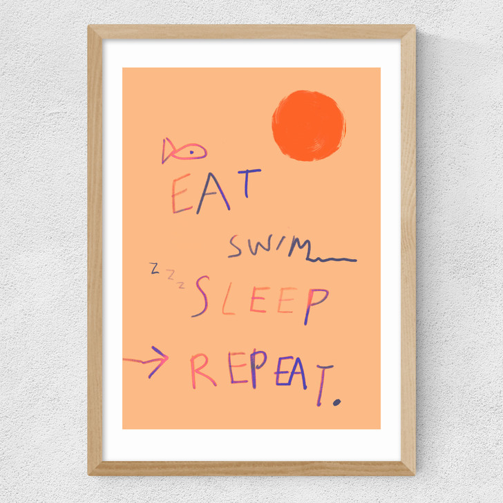 Eat Swim Sleep Repeat Medium Oak Frame Eat Swim Sleep Repeat Medium Oak Frame