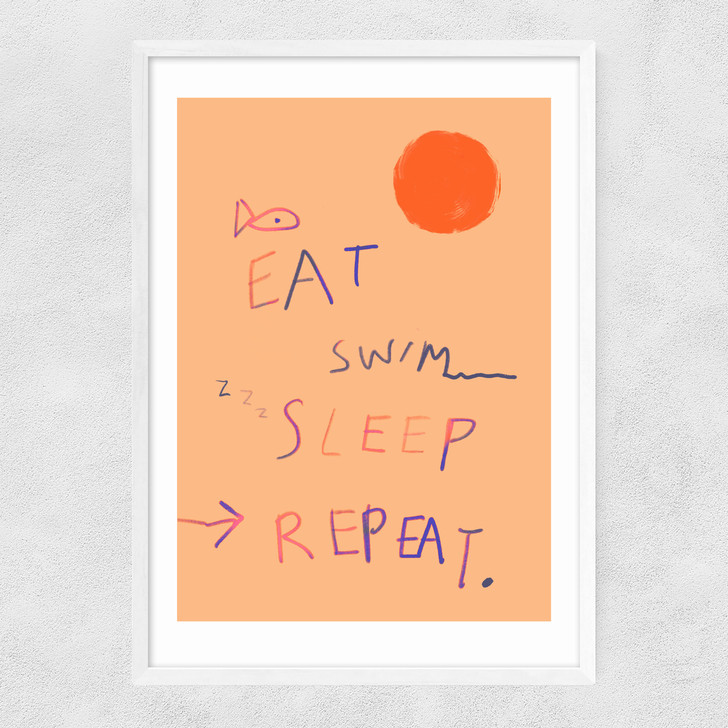 Eat Swim Sleep Repeat Narrow White Frame Eat Swim Sleep Repeat Narrow White Frame