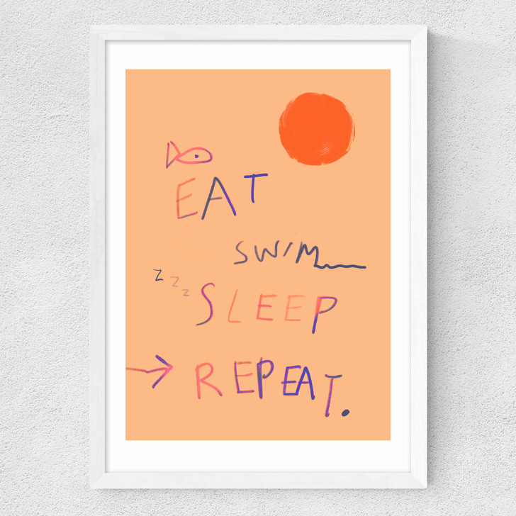 Eat Swim Sleep Repeat Medium White Frame Eat Swim Sleep Repeat Medium White Frame