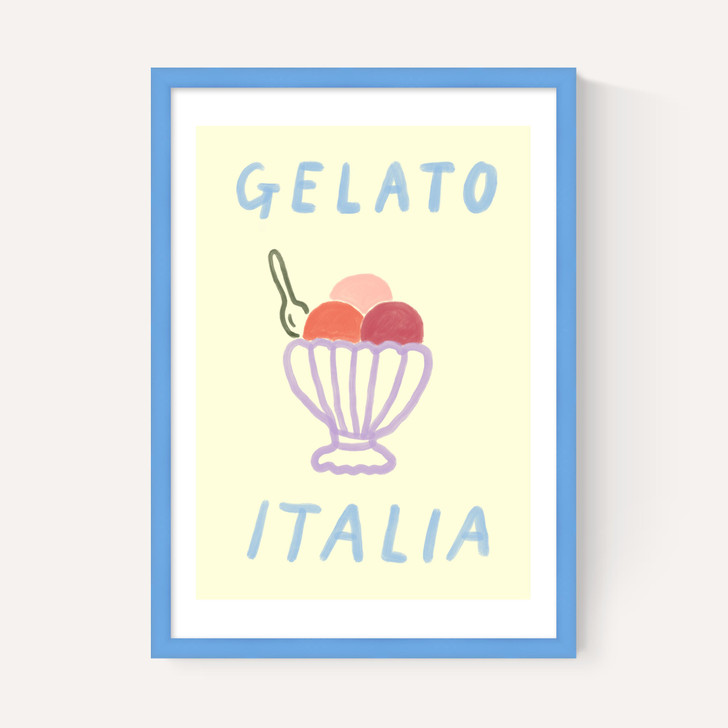 gelato italia art print by she snacks and paints in sky frame