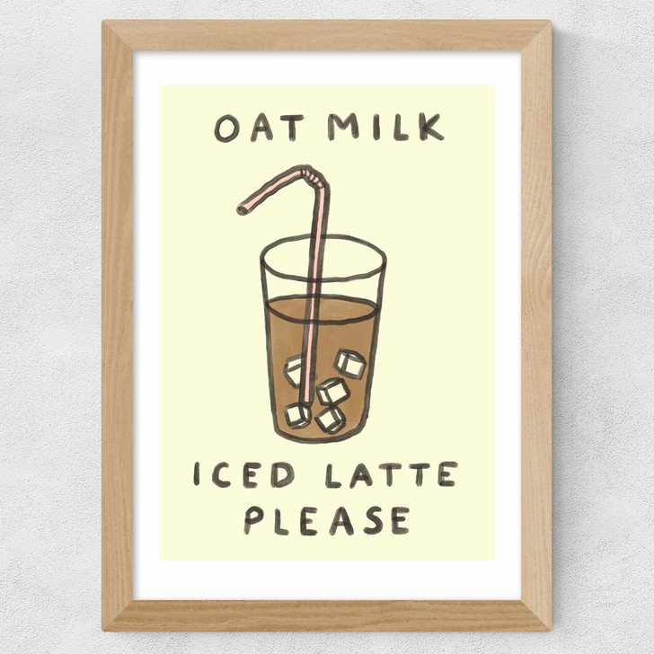 Oat Milk Iced Latte Wide Oak Frame