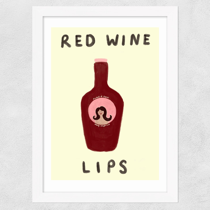 Red Wine Lips Wide White Frame