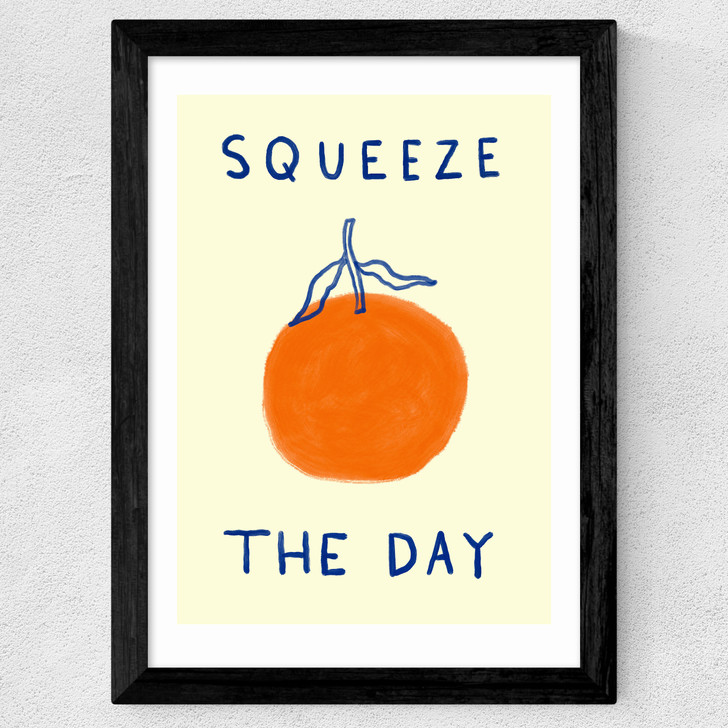 Squeeze The Day Orange Wide Black Frame