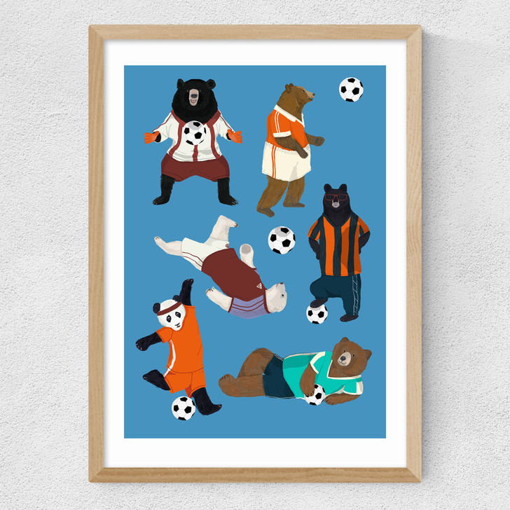 Bear Football Medium Oak Frame Bear Football Medium Oak Frame