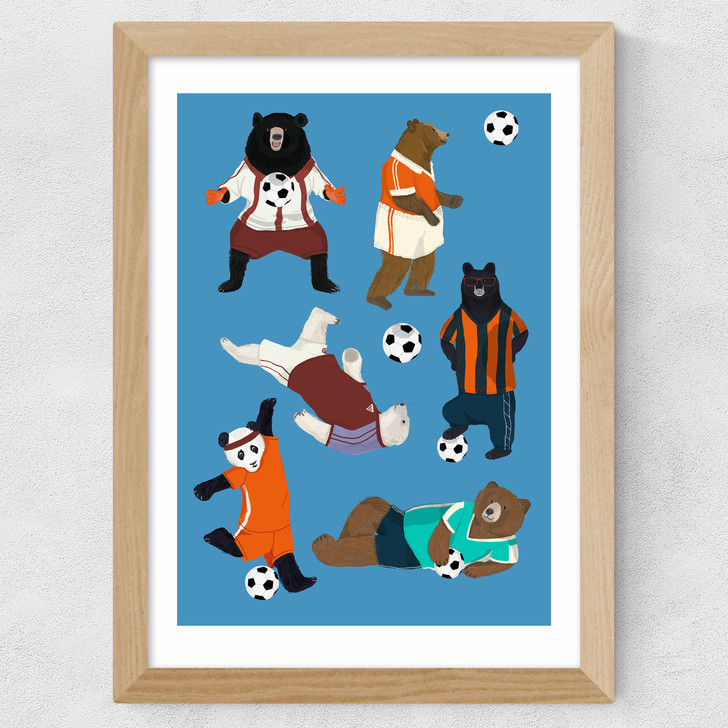 Bear Football Wide Oak Frame