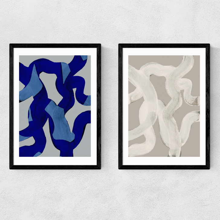 Abstract Brush Strokes Set Narrow Black Frame