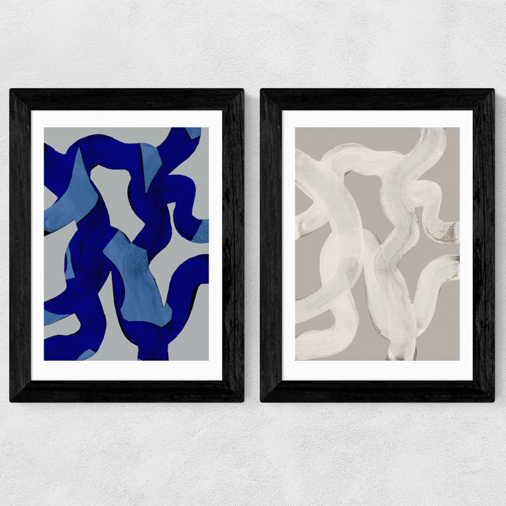 Abstract Brush Strokes Set Wide Black Frame