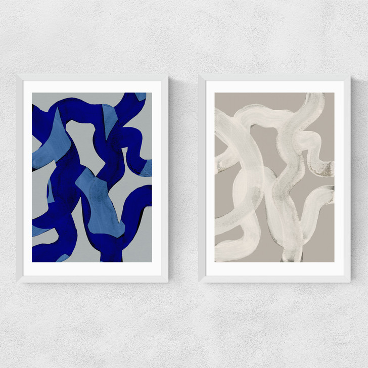 Abstract Brush Strokes Set Narrow White Frame