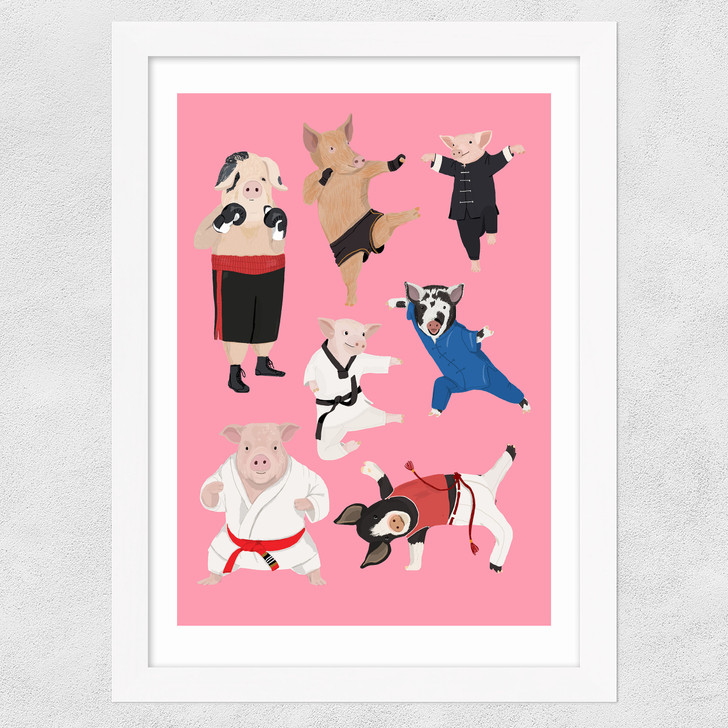 Pigs Martial Art Wide White Frame