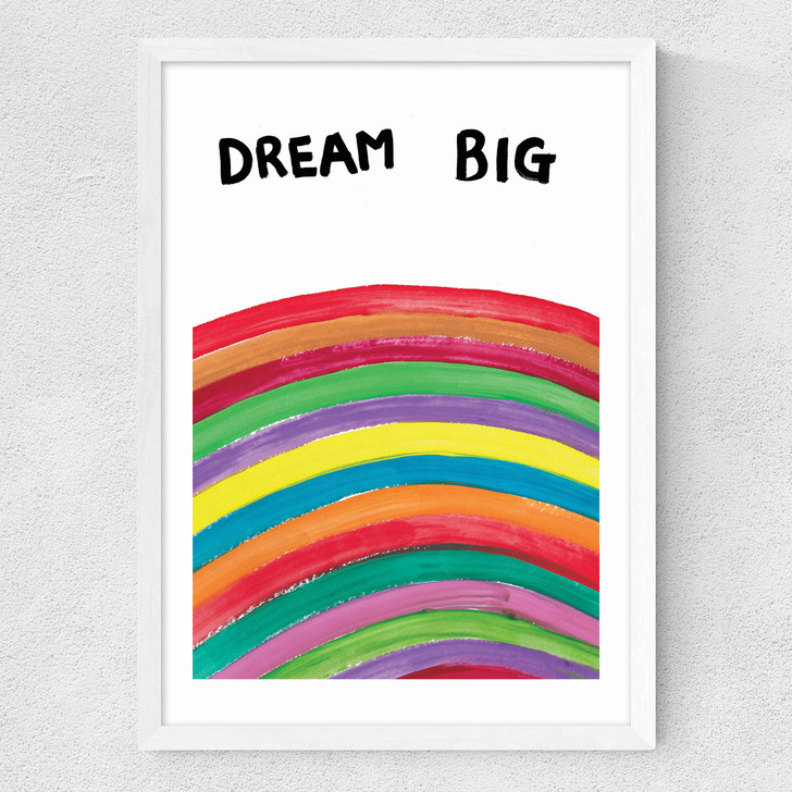 Dream Big Rainbow Medium White Frame