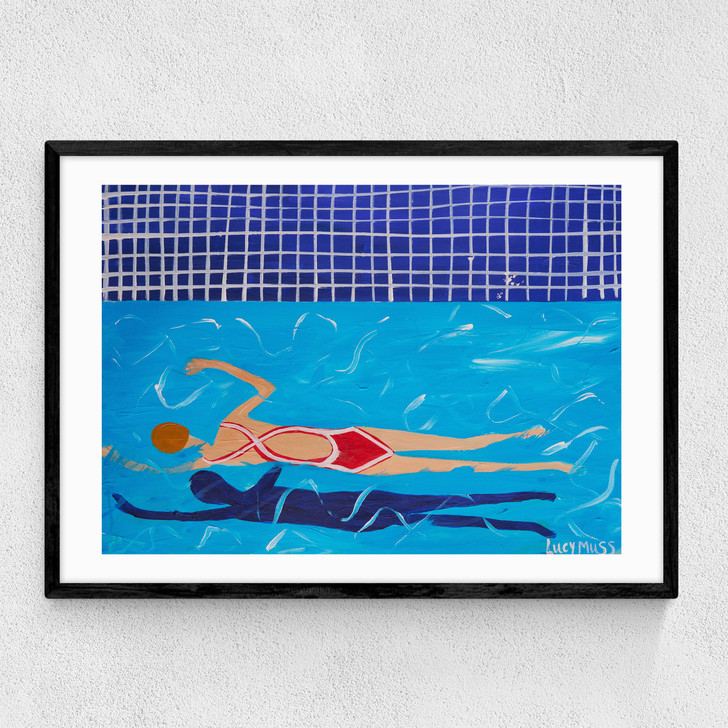 Red Swimmer Narrow Black Frame