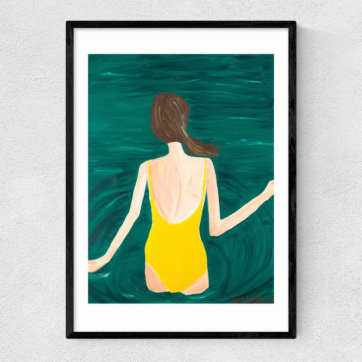 Yellow Swimmer Narrow Black Frame