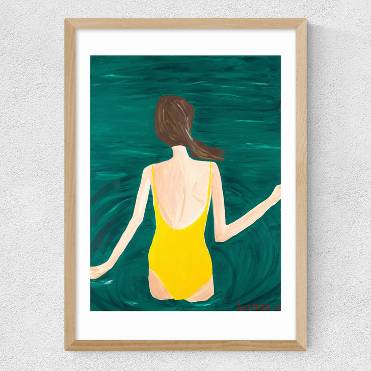 Yellow Swimmer Medium Oak Frame
