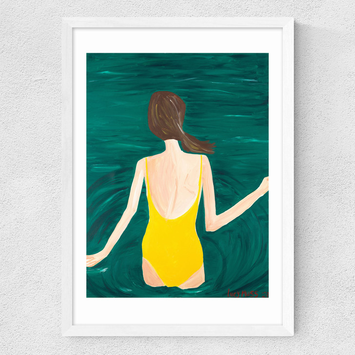 Yellow Swimmer Medium White Frame