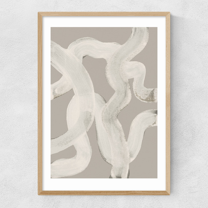 Abstract Brush Strokes 65Y Narrow Oak Frame