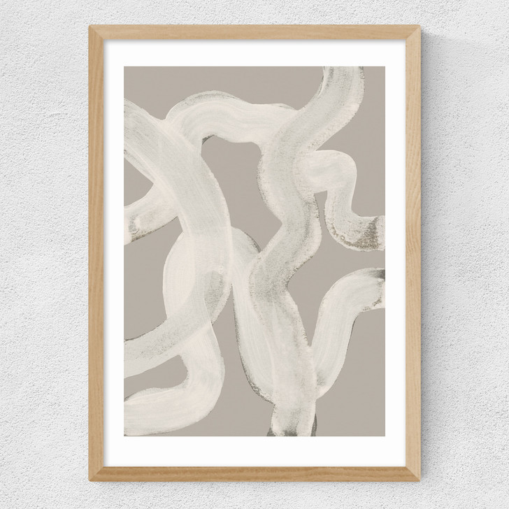 Abstract Brush Strokes 65Y Medium Oak Frame