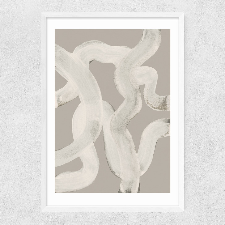 Abstract Brush Strokes 65Y Narrow White Frame