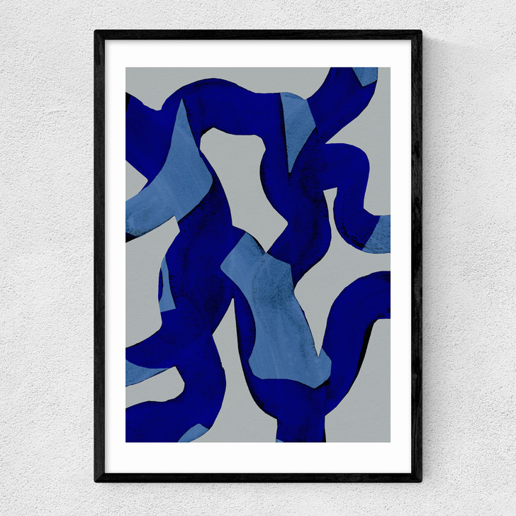 Abstract Brush Strokes 65X Narrow Black Frame