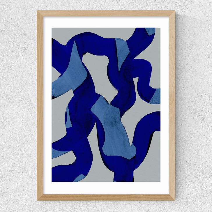 Abstract Brush Strokes 65X Medium Oak Frame