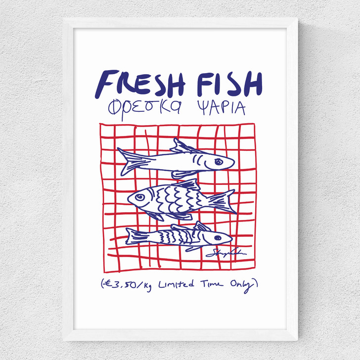 Fresh Fish Medium White Frame