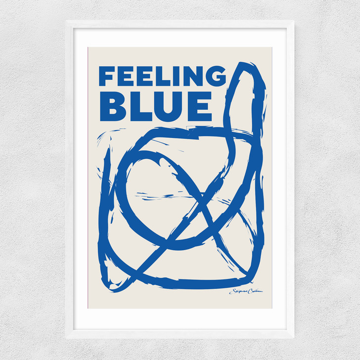 Feeling Blue Narrow White Frame