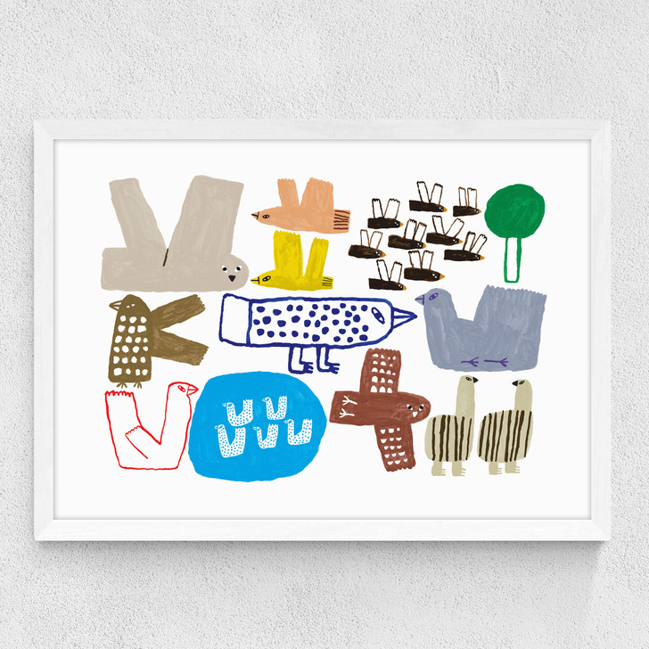 Bird Farm Medium White Frame