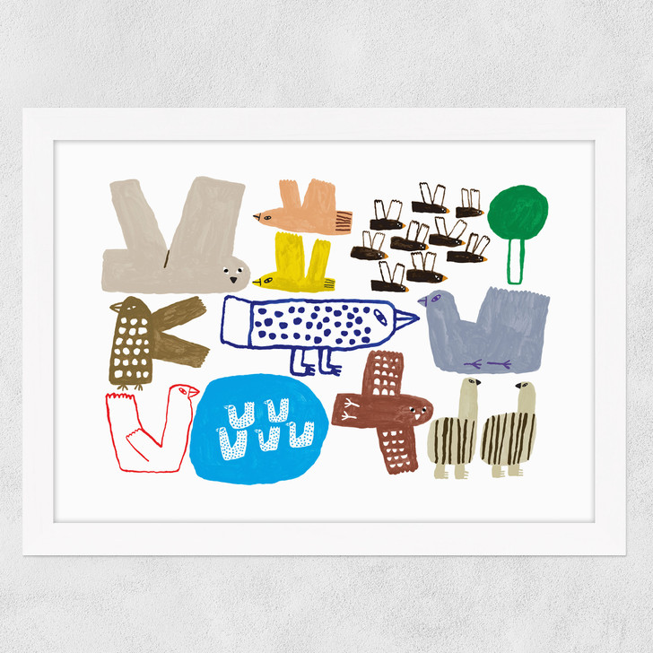 Bird Farm Wide White Frame