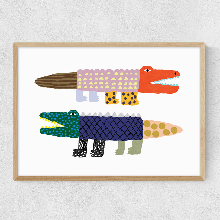 Crocodile and Aligator Narrow Oak Frame Crocodile and Aligator Narrow Oak Frame
