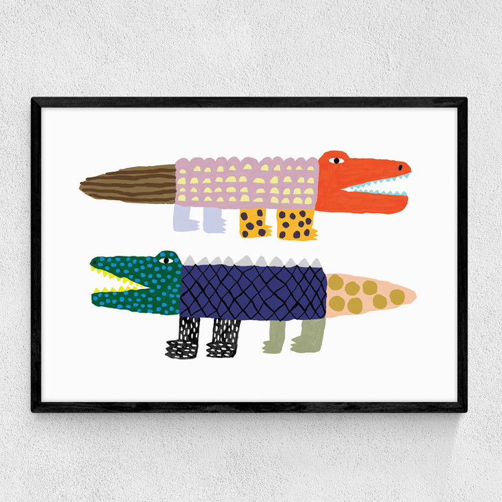 Crocodile and Aligator Narrow Black Frame