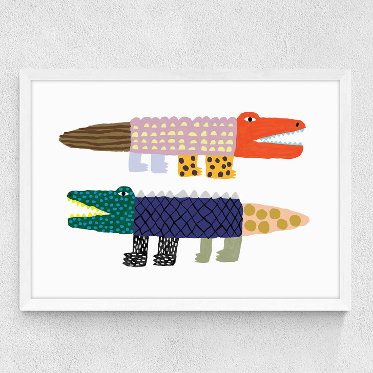 Crocodile and Aligator Medium White Frame