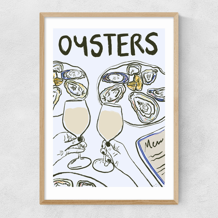 Oysters with Wine Narrow Oak Frame