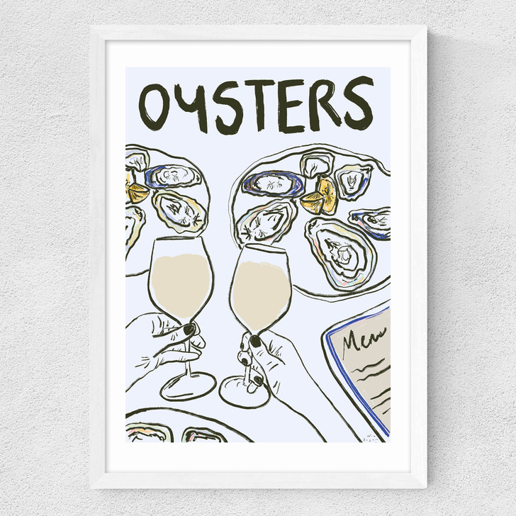 Oysters with Wine Medium White Frame