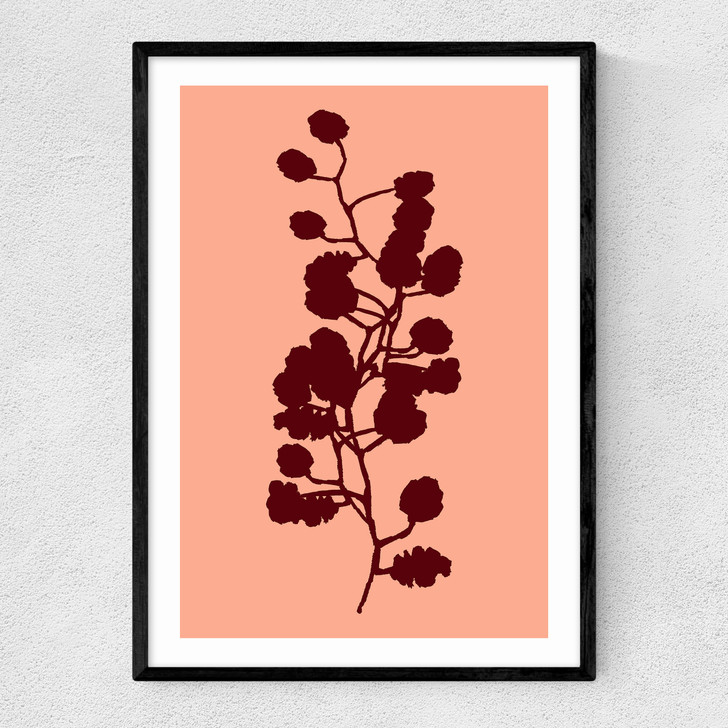 Floral Silhouette I Narrow Black Frame