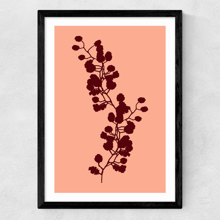 floral silhouette II art print by cartissi in black frame