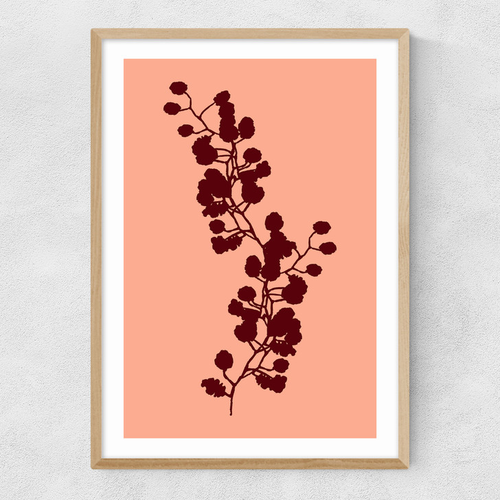 Floral Silhouette II Narrow Oak Frame
