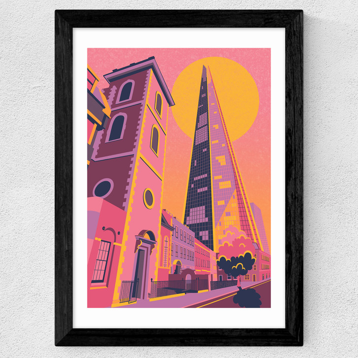 The Shard at Sunset Wide Black Frame