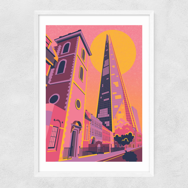 The Shard at Sunset Narrow White Frame