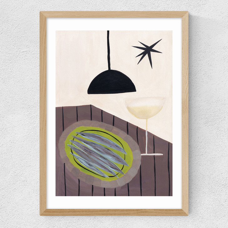Anchovy in Parsley Oil Medium Oak Frame