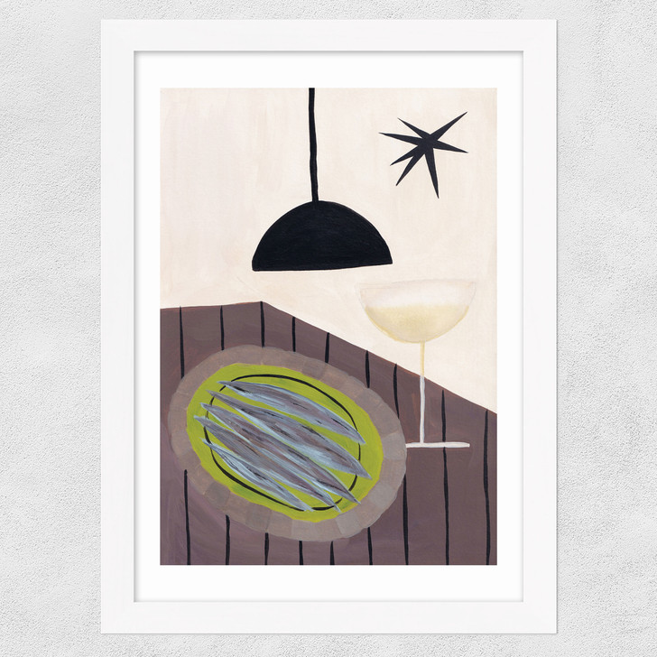 Anchovy in Parsley Oil Wide White Frame
