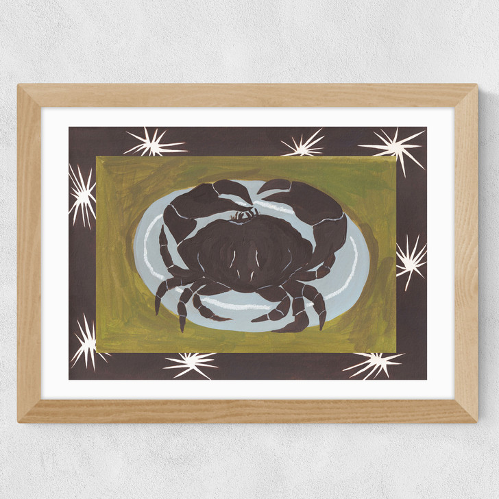 Crab Cancer Star Sign Wide Oak Frame