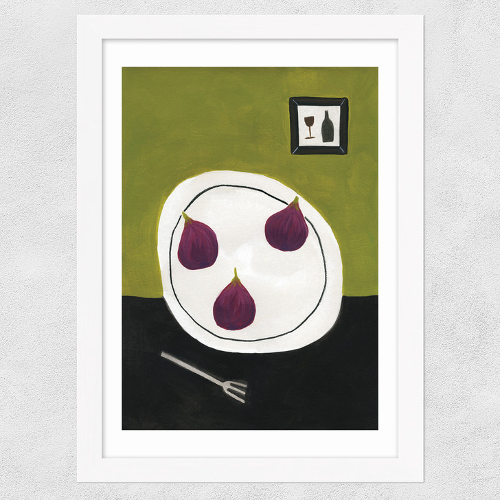 Figs for Breakfast Wide White Frame