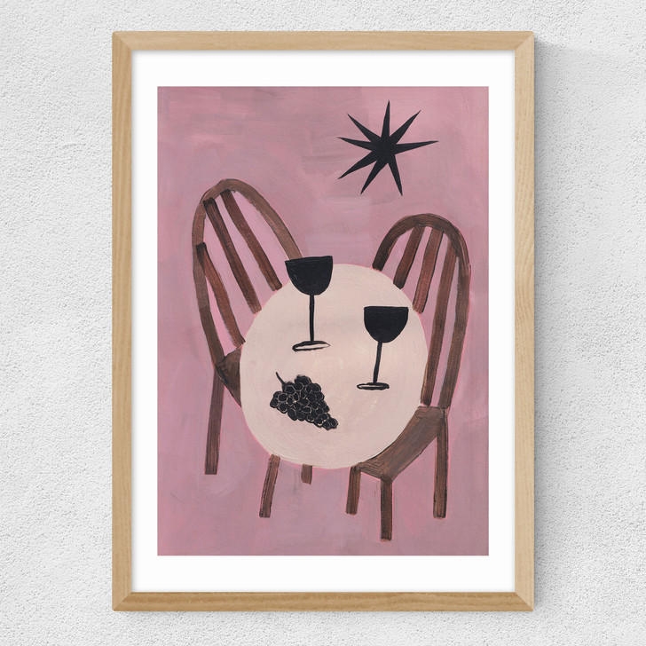 Wine and Yap Medium Oak Frame