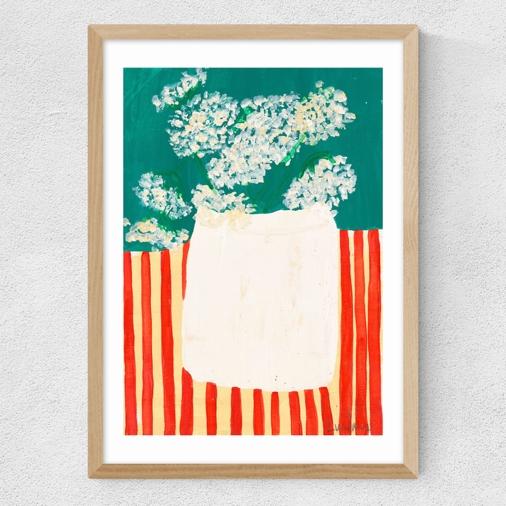 Red Stripes Medium Oak Frame