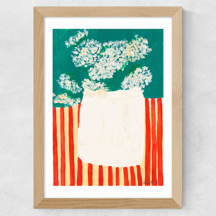Red Stripes Wide Oak Frame