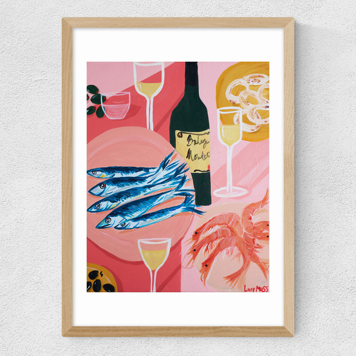 Shrimps and Sardines Medium Oak Frame