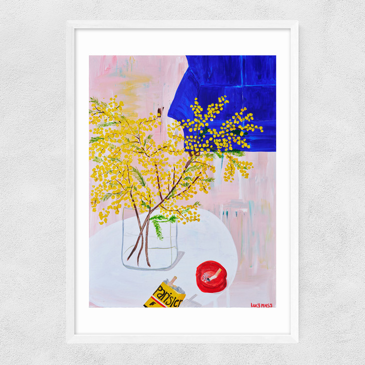 when in paris art print by lucy muss in white frame