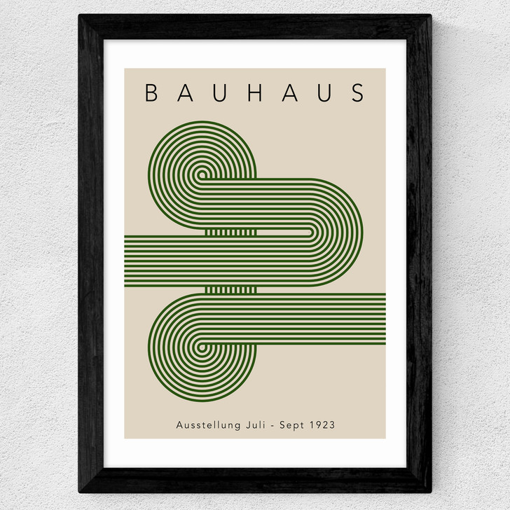 Bauhaus Green Curved Stripes