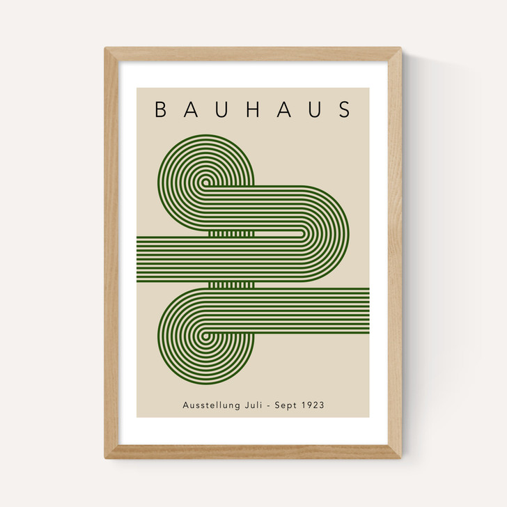 Bauhaus Green Curved Stripes